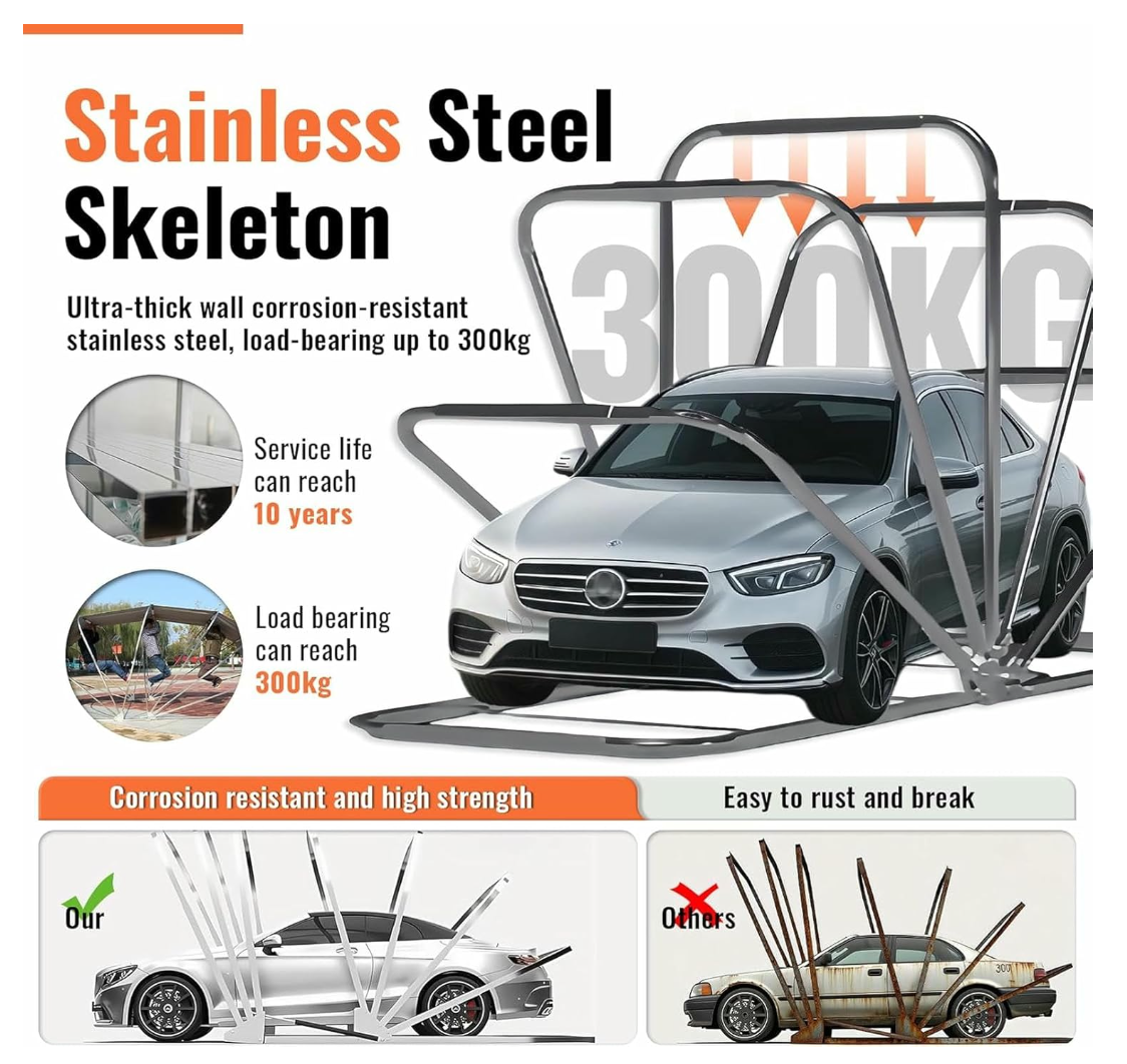 Stainless steel folding carport